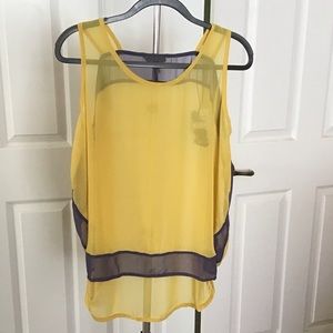 NWT AnM Mustard & Purple Hi-Lo Top Sz Large